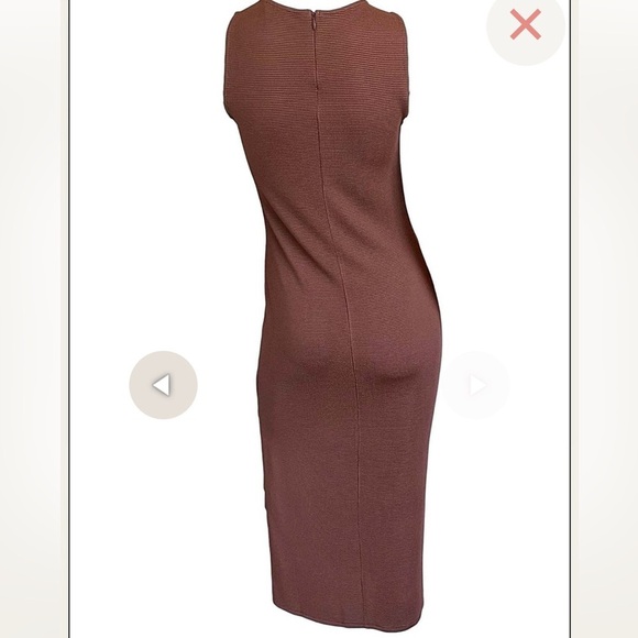 Anine Bing Savannah knit crew neck sleeveless midi dress terracotta waffle new - Picture 10 of 13